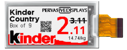 2.13 inch BWR iTC E ink Display by Pervasive